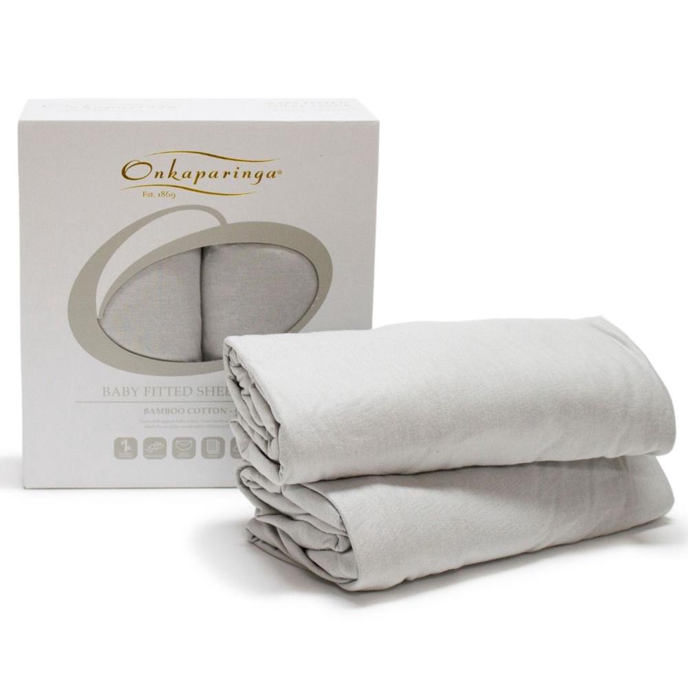 Bamboo Cotton Jersey Fitted Sheet, Pack of 2 (Silver), 9313571142996