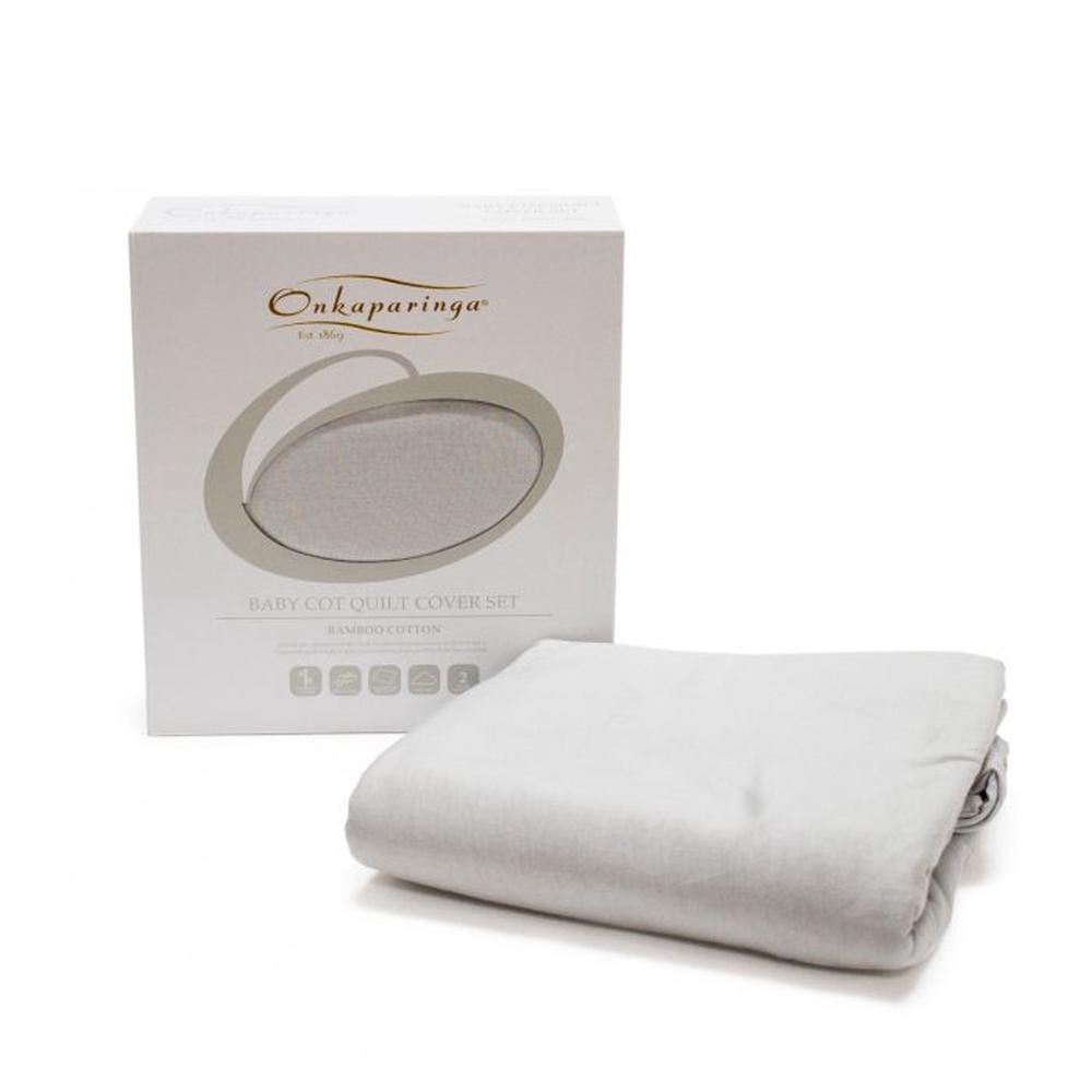Onkaparinga Bamboo Cotton Jersey Quilt Cover Set (Silver) - Cot, 9313571143016