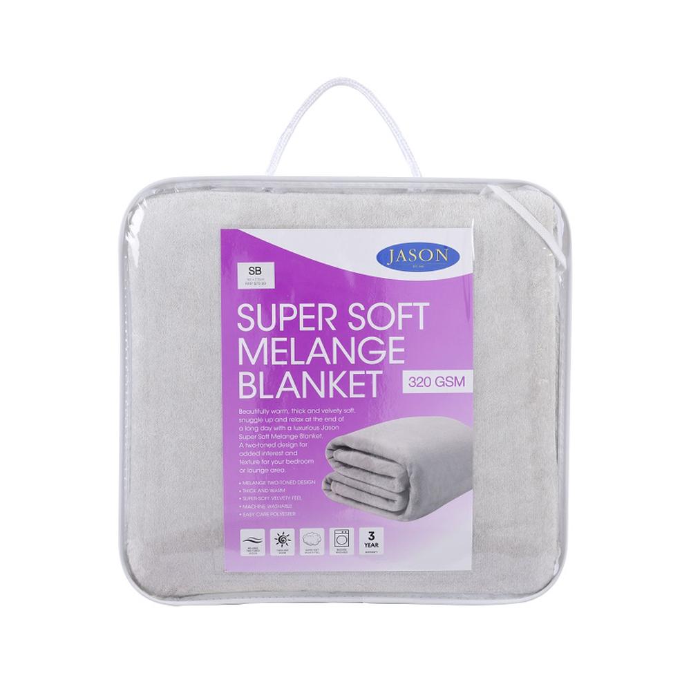 Jason Super Soft Melange Blanket (Linen) Double/Queen Buy online at