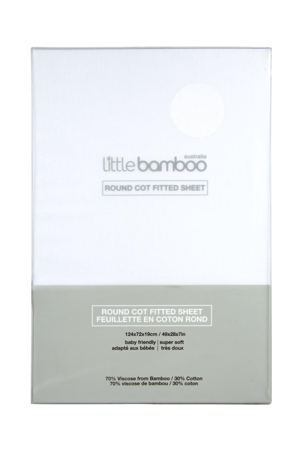 Little Bamboo Round Cot Fitted Sheet (White) 124x72x19cm Buy online