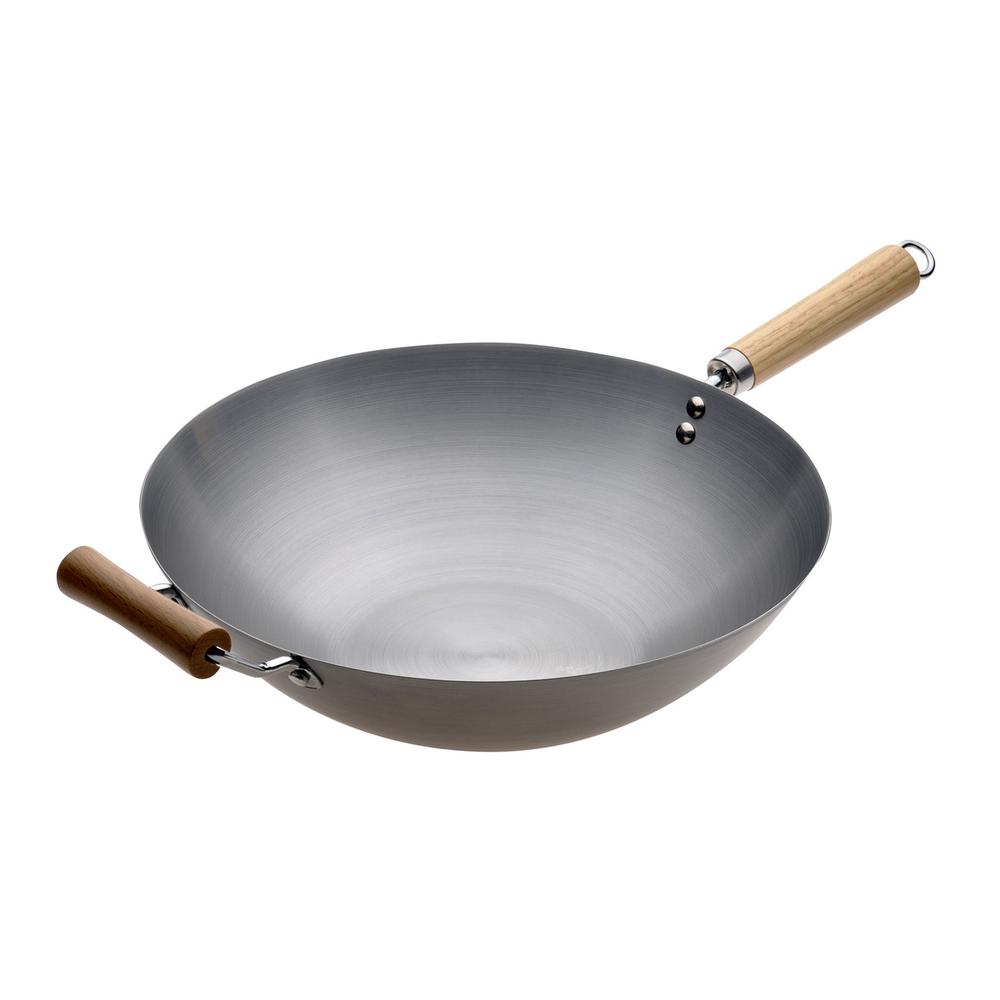 Pyrolux Wok With Long Wooden Handle and Helper Handle - 36cm, 9313803117013