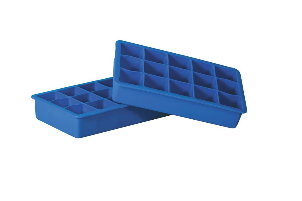 Silicone 15 Cup Square Ice Cube Tray, Set of 2 (Blue), 9313803120976