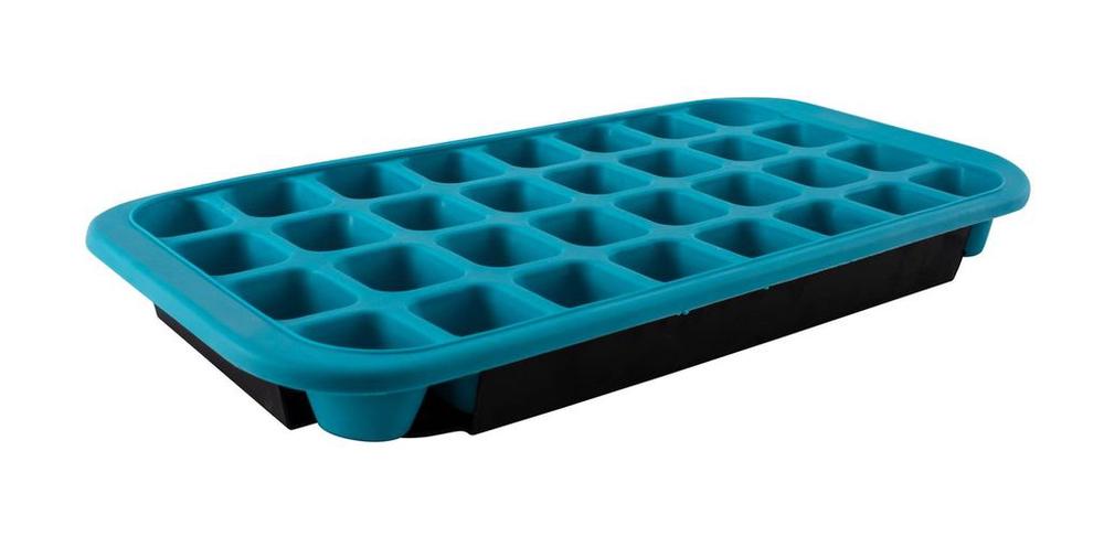 Flexible Ice Cub Tray With Base Tray, 32 Cup (Blue), 9313803121003