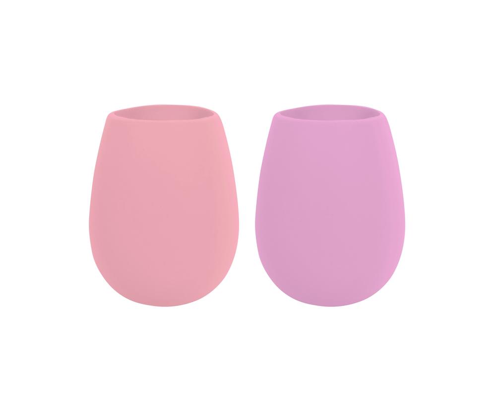 Barware Silicone Stemless Wine Glass, Set of 2 (Pink/Magenta), 9313803133426