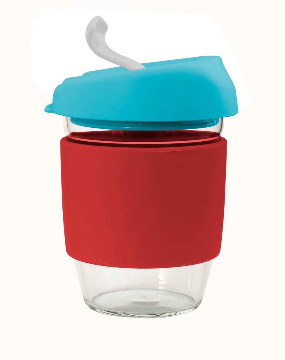 Glass Go Cup (Red/Aqua/Grey), 9313803138421