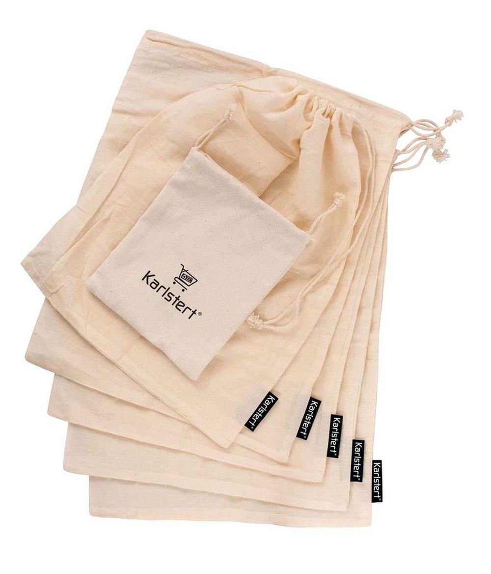 Cotton Produce Bags in Pouch, Set of 5 (Natural), 9313803141506