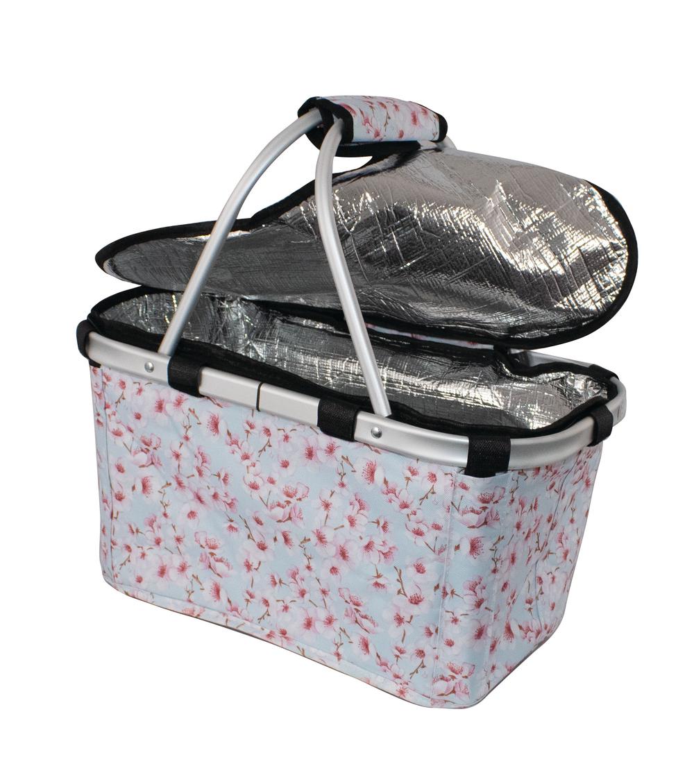 Two Handle Insulated Carry Basket with Zip Lid (Blossoms), 9313803141667