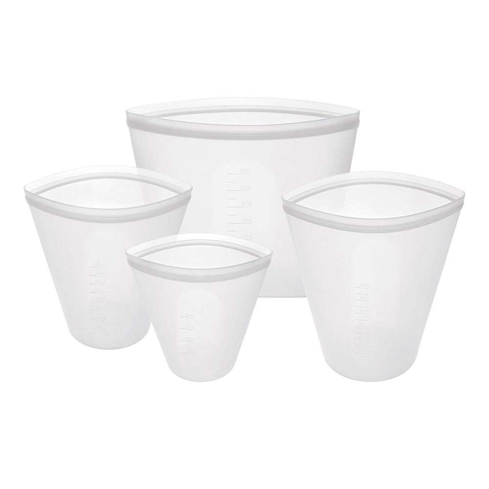 Pinch & Lock Silicone Reusable Bag, Set of 4 (White), 9313803147942