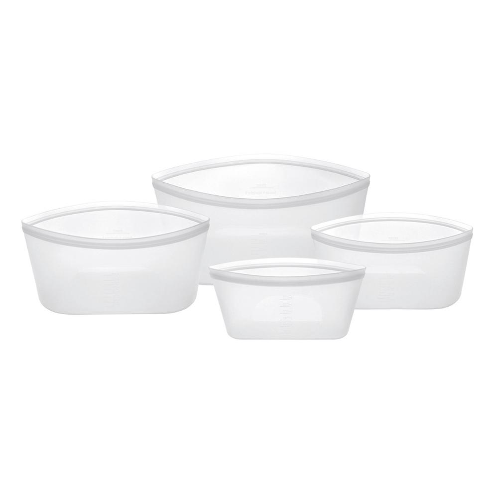 Pinch & Lock Silicone Reusable Bag, Set of 4 (White), 9313803147997