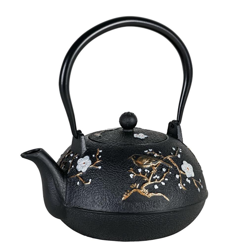 Cast Iron Cherry Blossom Teapot (Black) - 1.1 Litre, 9313803151970