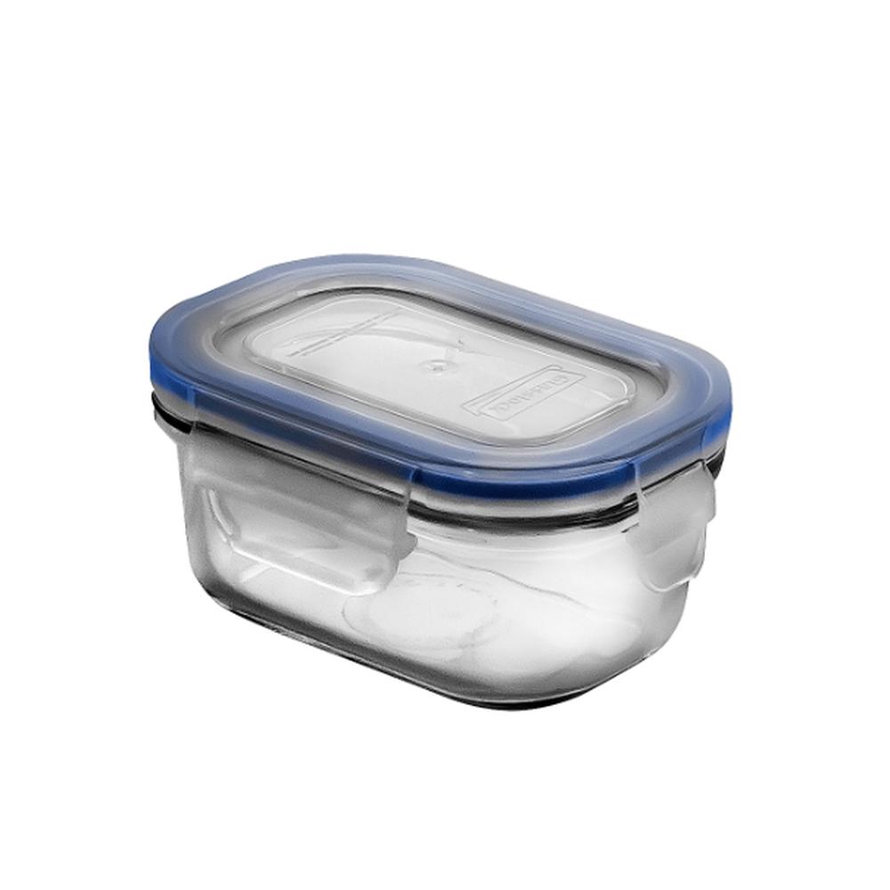 Rectangular Tempered Glass Container (Blue Silicone Lid) - 150mL, 9313803280007