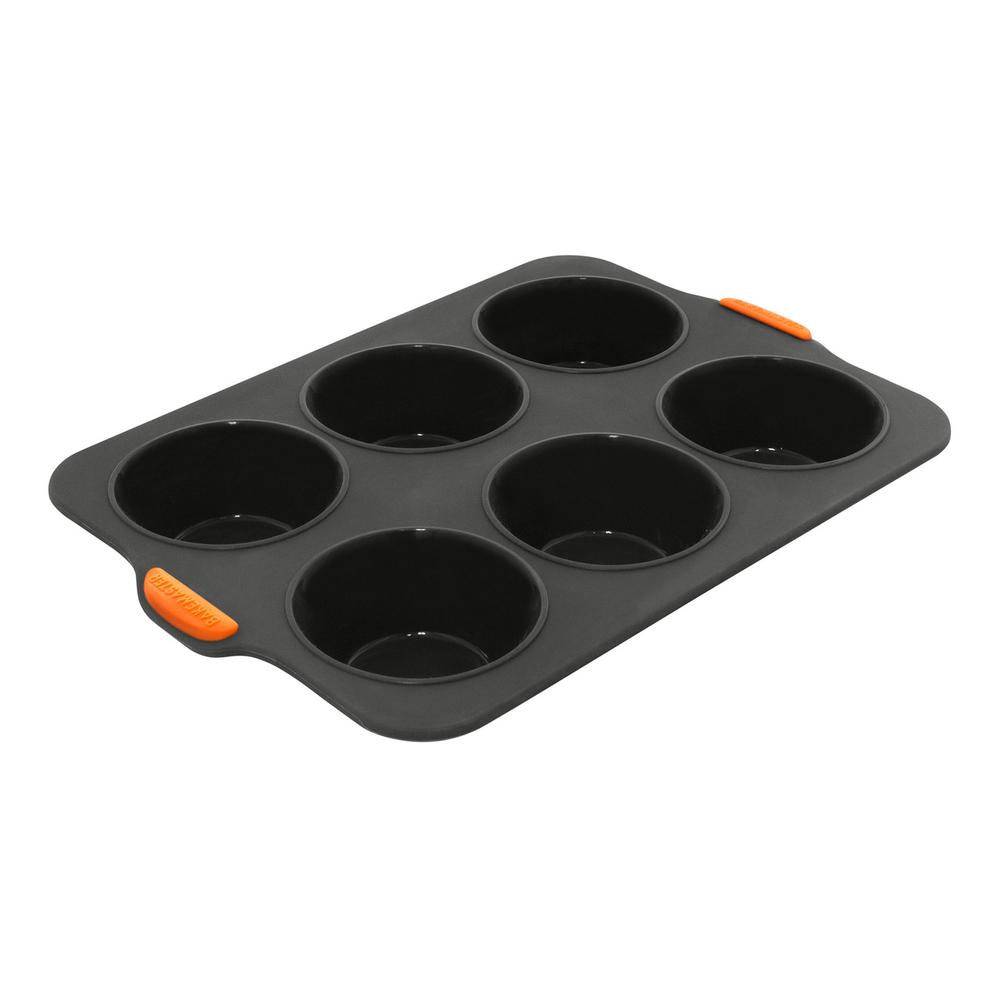 Silicone 6 Cup Large Muffin Pan (Grey) - 35.5x24.5cm, 9313803401310