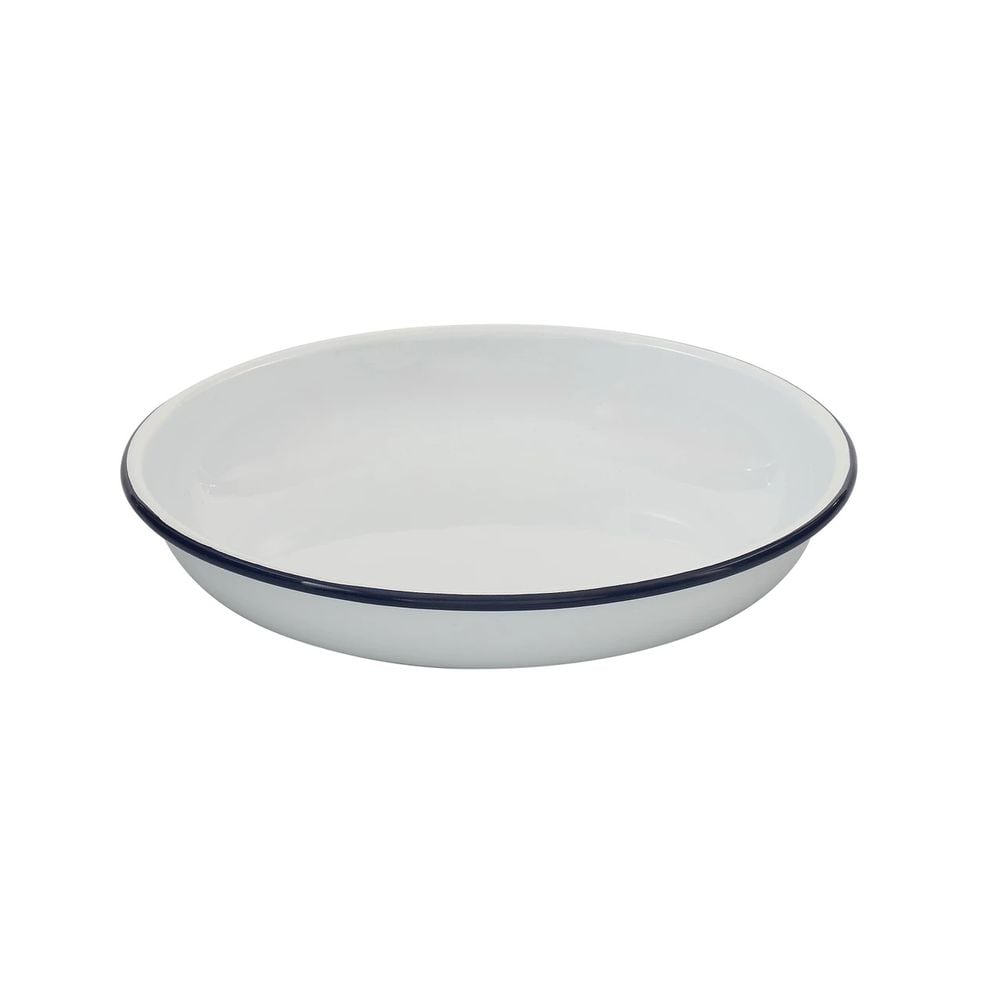 Bakemaster Enamel Pasta / Entree Plate (White with Navy Trim) - 23 x 3.5cm by Bakemaster - ISBN: 9313803404151