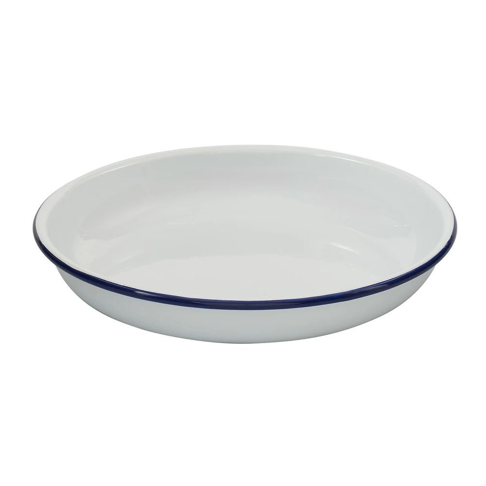 Bakemaster Enamel Pasta / Dinner Platw (White with Navy Trim) - 25 x 45cm by Bakemaster - ISBN: 9313803404168