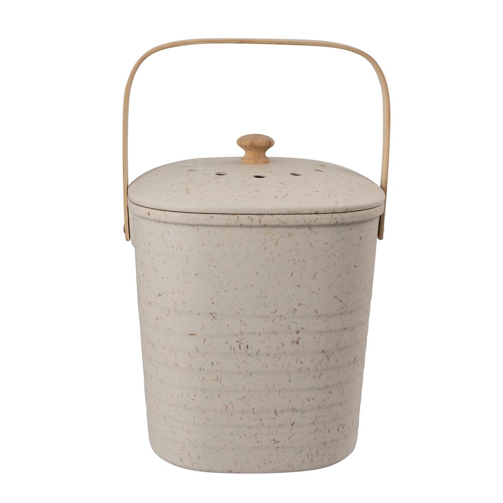 Bamboo Square Compost Bin (White), 9313803416161