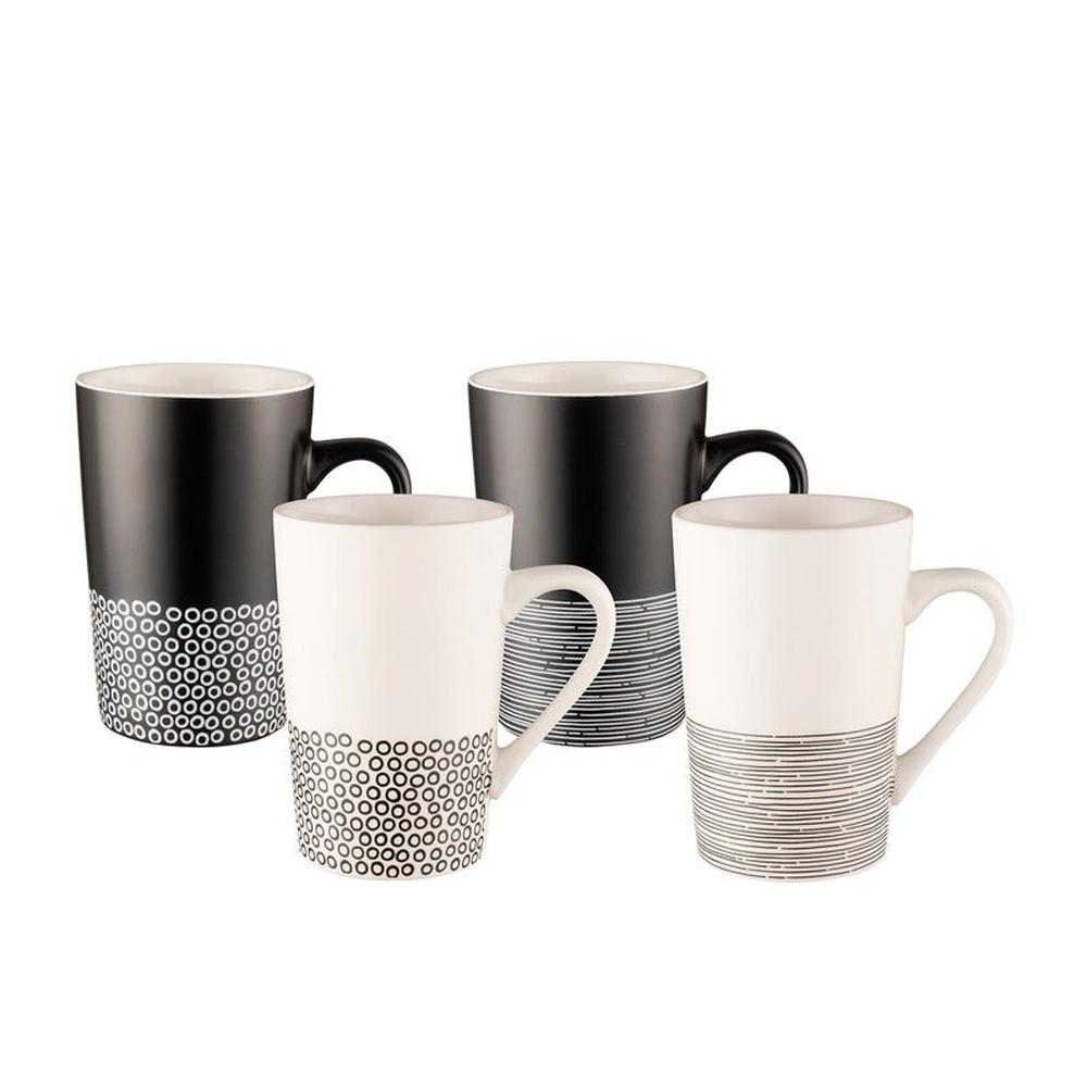 Tube Mug, Set of 4 (Monochrome Hem) - 384mL, 9313803430235