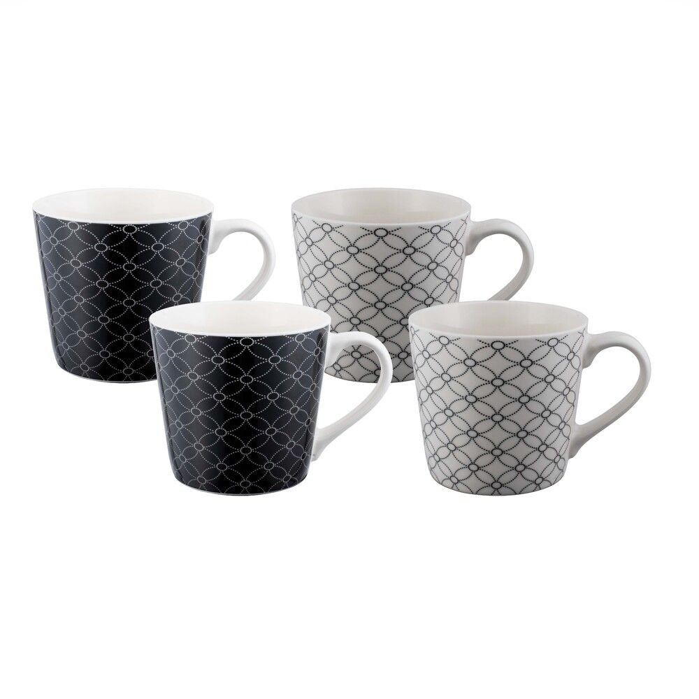 Bundanoon Mod Mug, Set of 4 (Monochrome Geometrics) - 400mL by Bundanoon - ISBN: 9313803430327