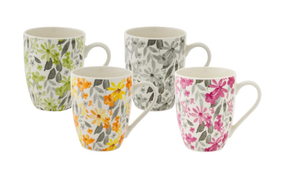 Bundanoon Coupe Mug, Set of 4 (Floral) - 340mL, 9313803430372
