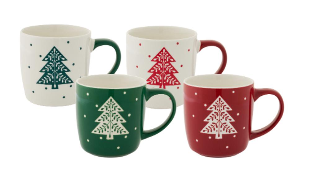 Bundanoon Barrel Mug, Set of 4 (Xmass Tree) - 400mL, 9313803430440