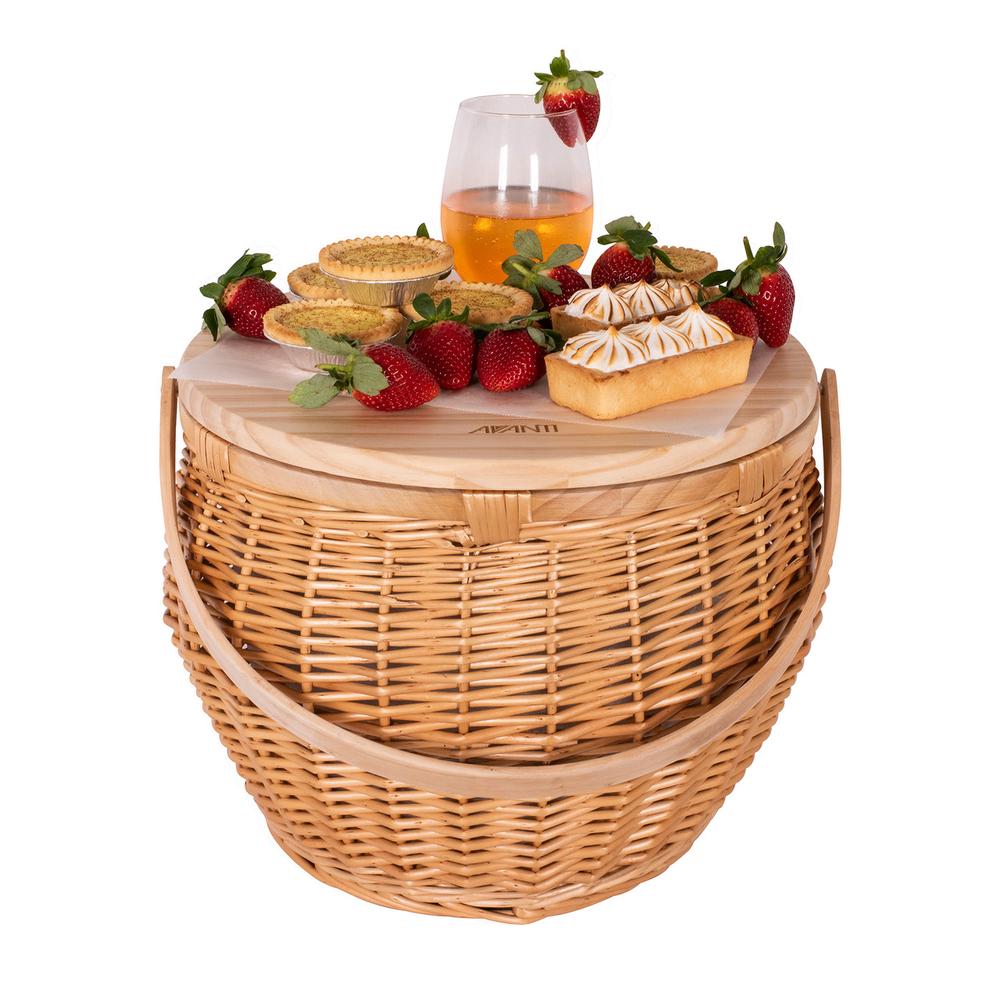 Avanti Pinewood Top Round Picnic Basket (Flora), 9313803603790