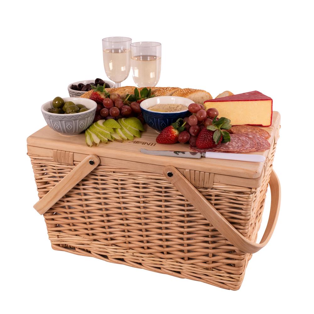 Avanti Pine Wood Table Top Insulated Picnic Basket, 4 Person (Flora ...