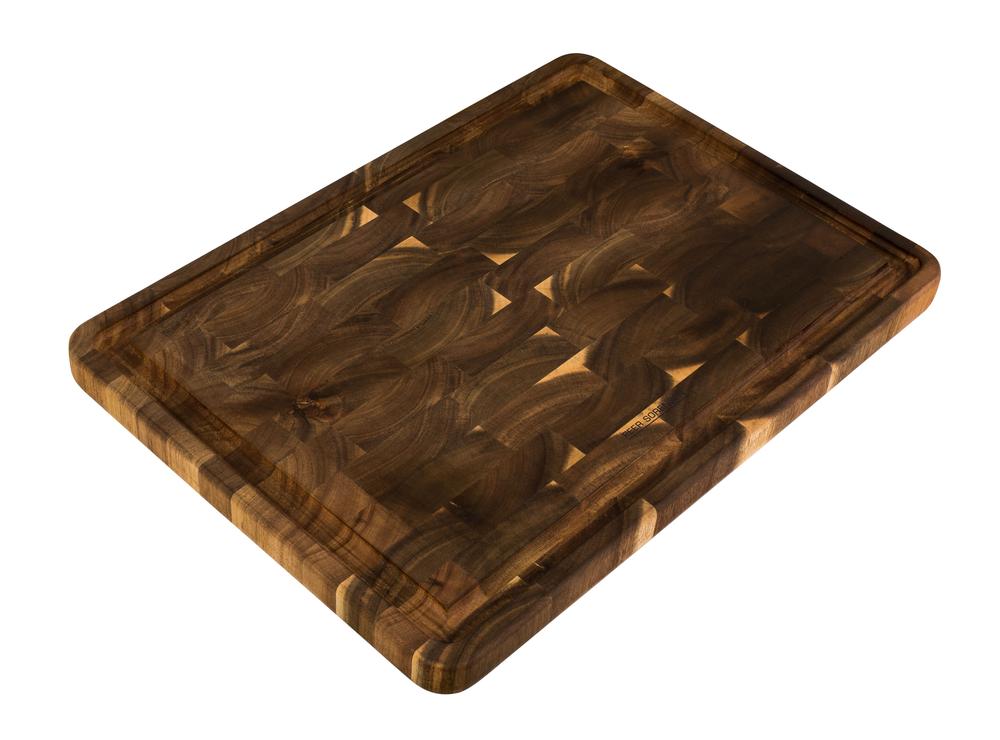 Acacia Wood End Grain Cutting Board With Juice Groove, 9313803745711