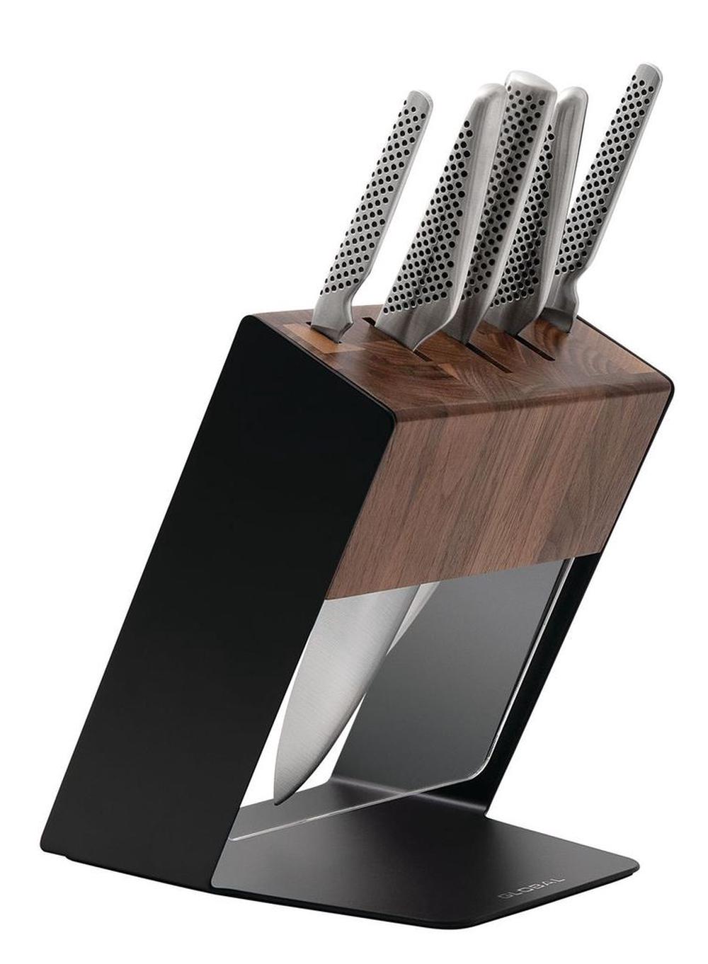 Global Classic Katana Knife Block Set, 6 Piece (Walnut), 9313803795877