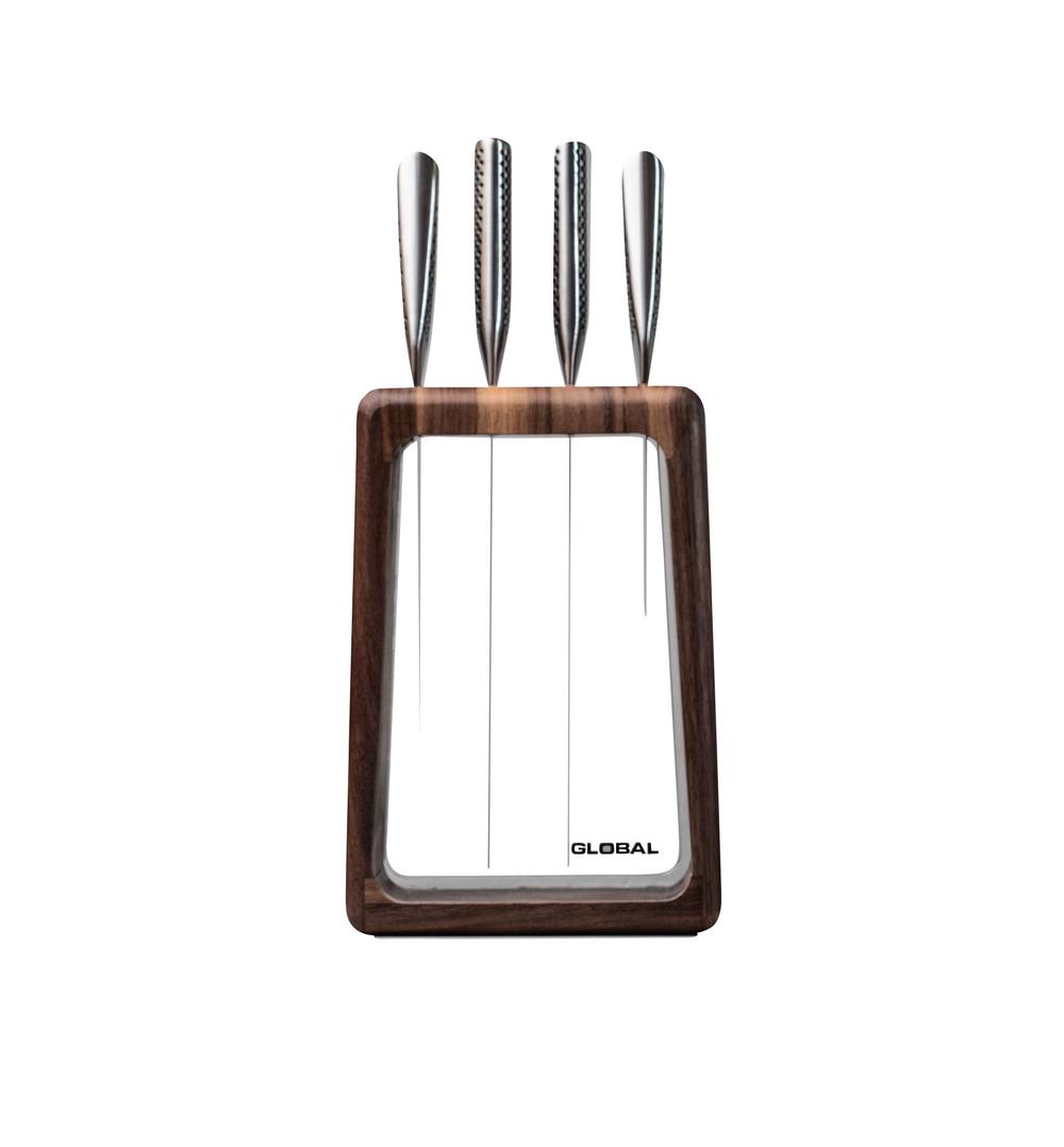 Global Classic Hashira Knife Block Set, 5 Piece (Walnut), 9313803796713