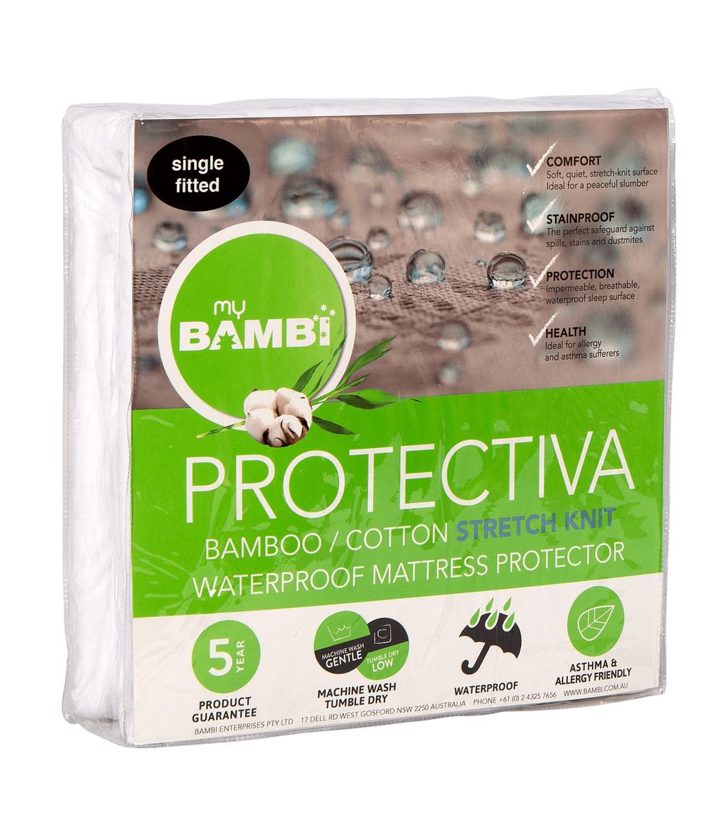 Bambi Protectiva Stretch Knit Waterproof Mattress Protector - Long Single, 9313865120945