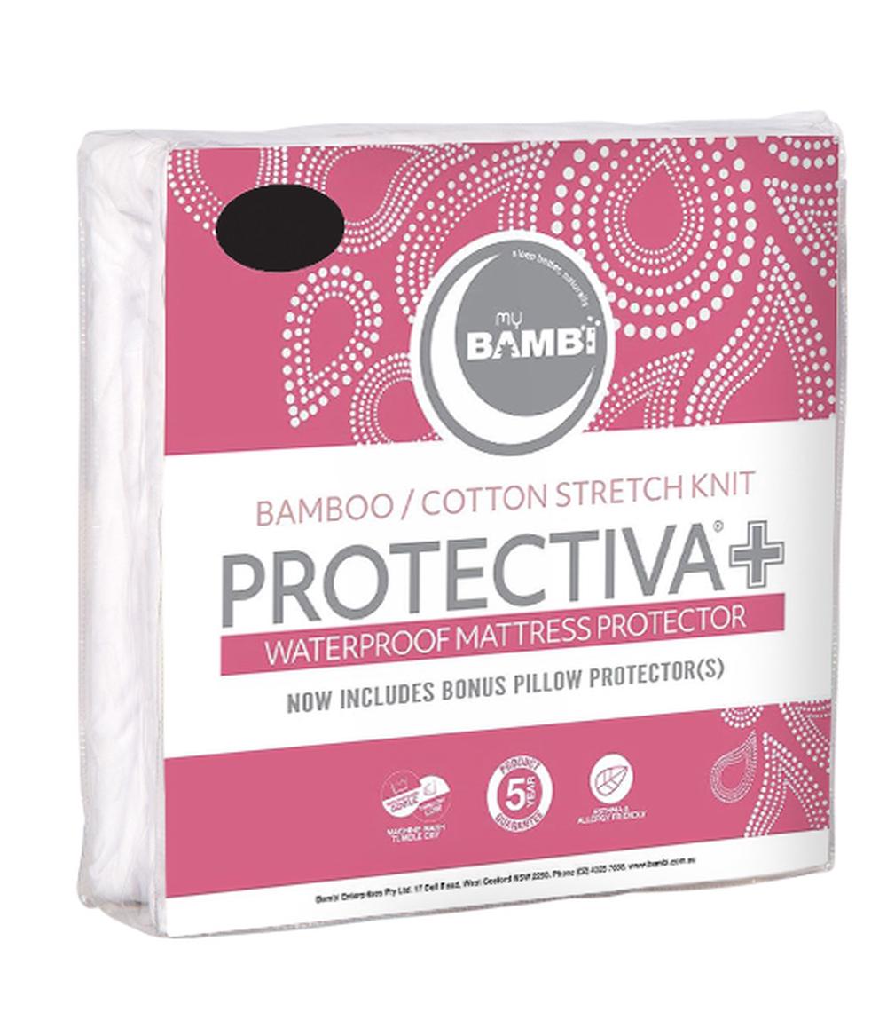Bambi Protectiva+ Stretch Knit Waterproof Mattress Protector with Pillow Protector - Long Single, 9313865136212
