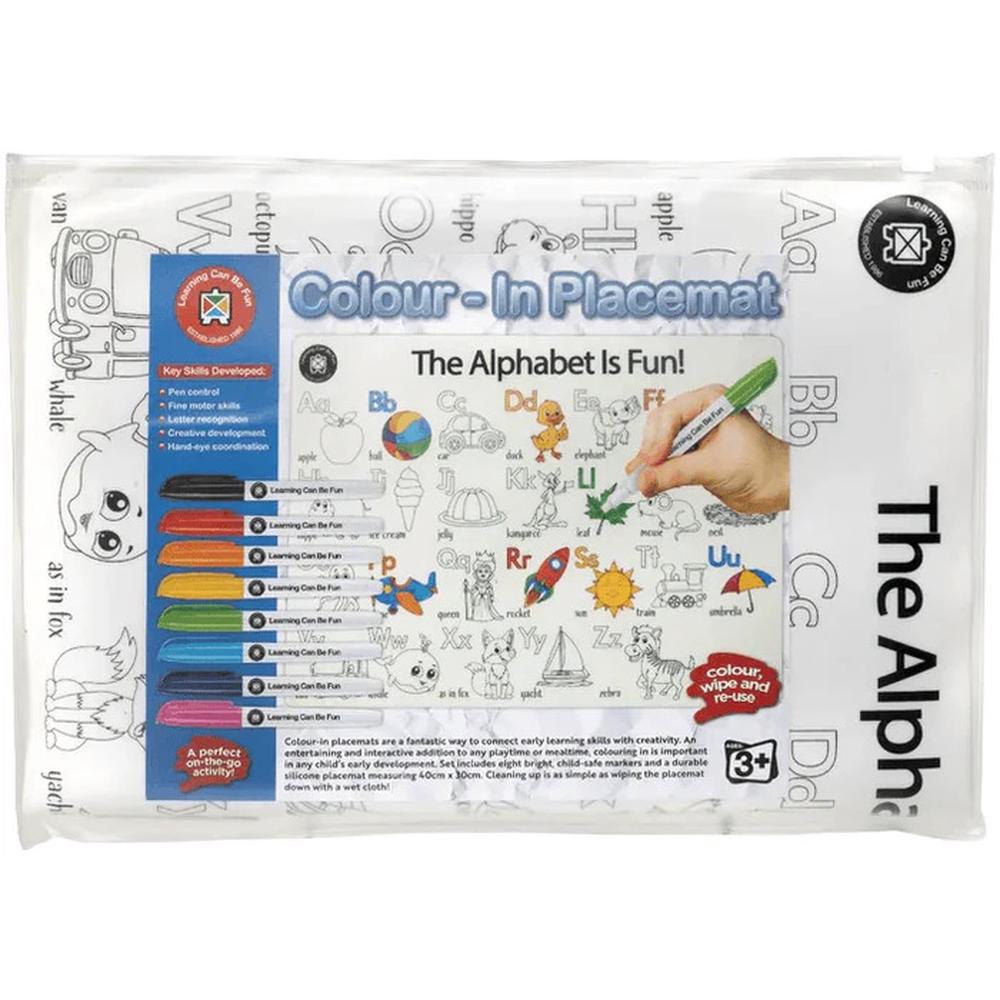 The Creative School Supply Company Colour In Placemat: ABC with Markers in Travel Pouch - 40x30cm, 9314289009847