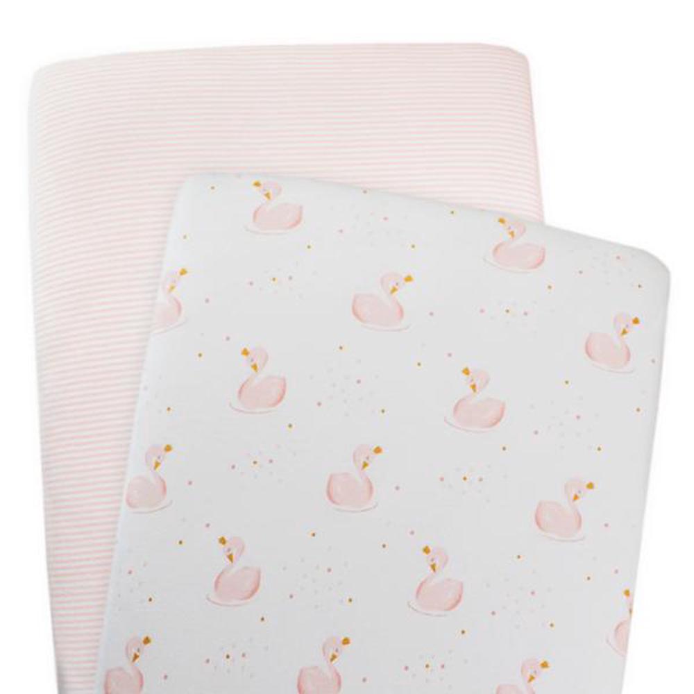 Living Textiles Jersey Fitted Sheet 2 Pack (Swan Princess