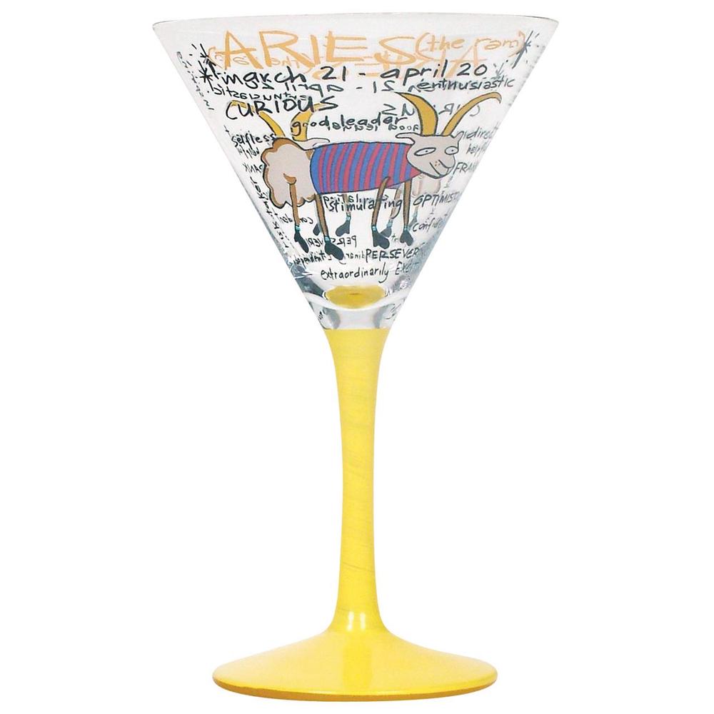 Coyote Hand Painted Martini Zodiac (Aries), 9315455470416