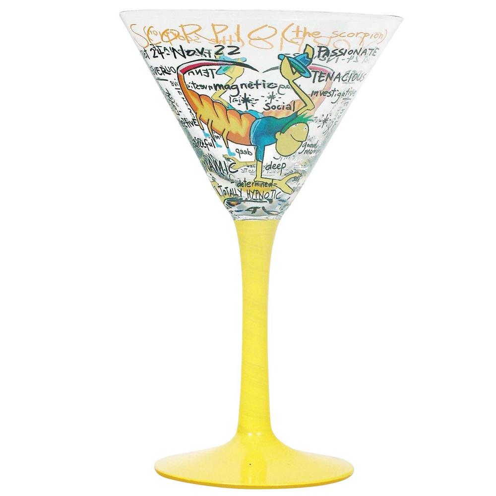 Coyote Hand Painted Martini Zodiac (Scorpio), 9315455470485