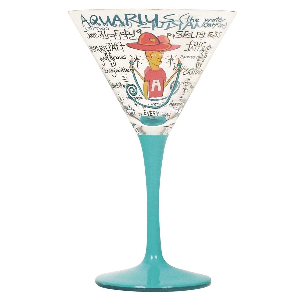 Coyote Hand Painted Martini Zodiac (Aquarius), 9315455470515