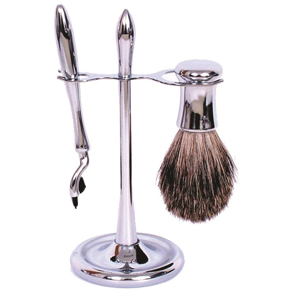 Comoy Mak3 Shave Set with Badger (Chrome), 9315455644367
