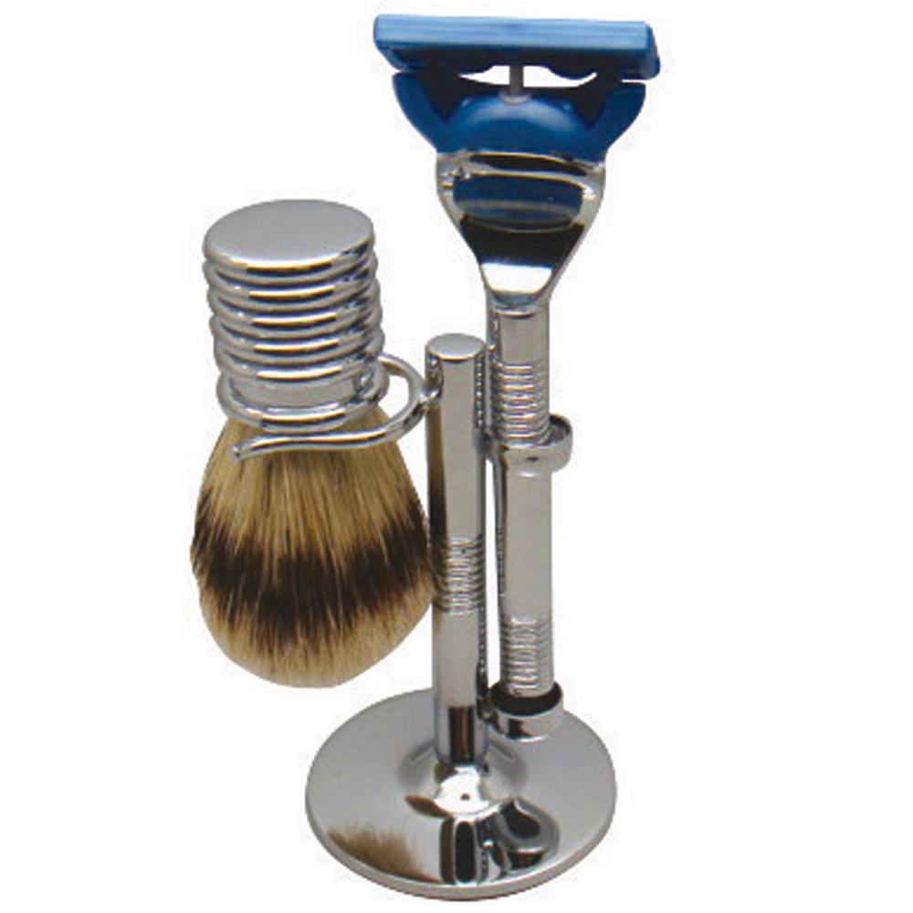 Comoy Fusion Shave Set with Bristle (Chrome), 9315455644411