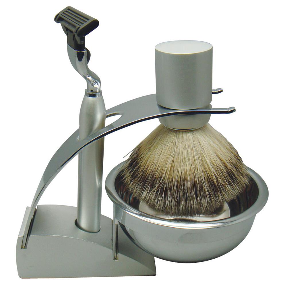 Comoy Mak3 Shave Set with Badger (Silver), 9315455644794