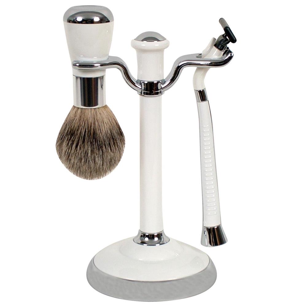 Comoy WG Shave Set Mak3 (White/Chrome), 9315455645029