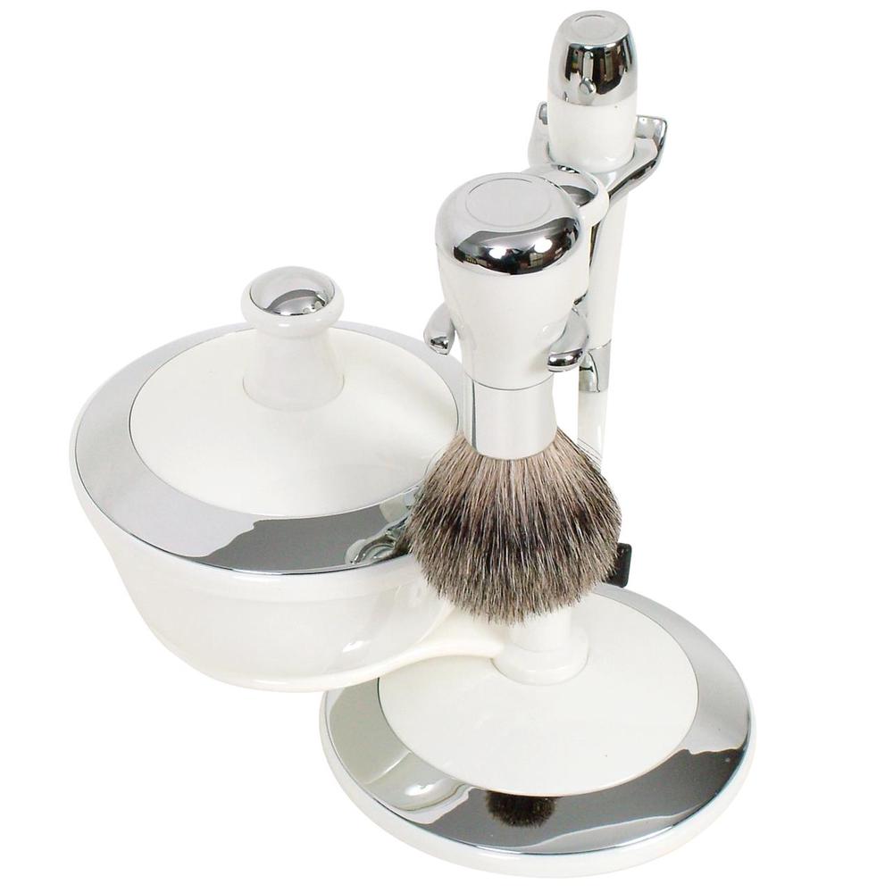 Comoy WG Mak3 Shave Set with Bowl (White/Chrome), 9315455645050