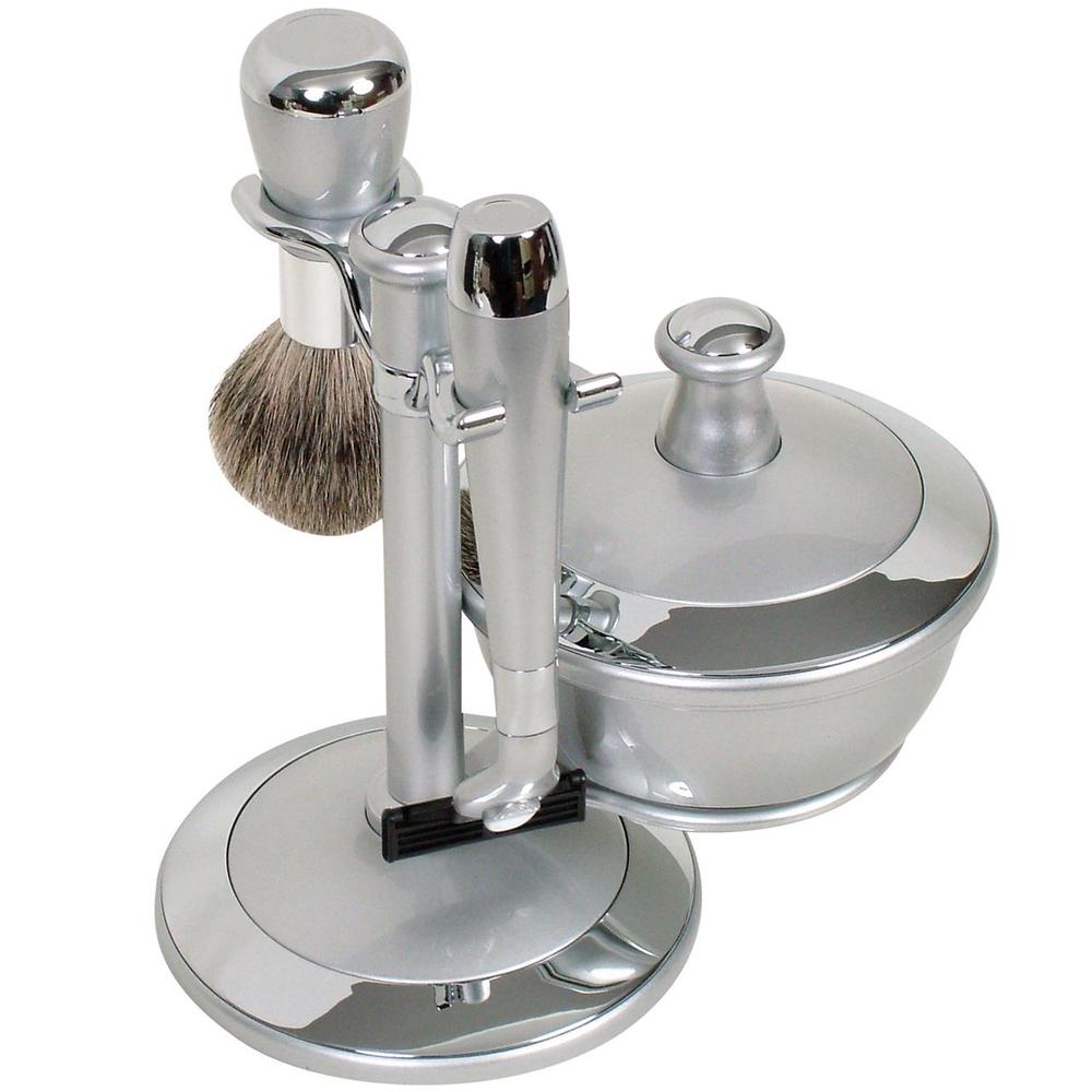 Comoy WG Mak3 Shave Set with Bowl (Silver), 9315455645074