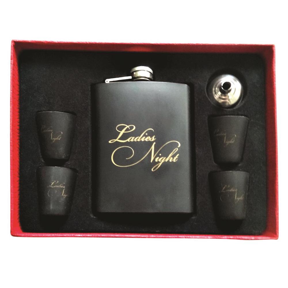 Flask Ladies Night, 4 Cups (Black) - 8oz, 9315455663177