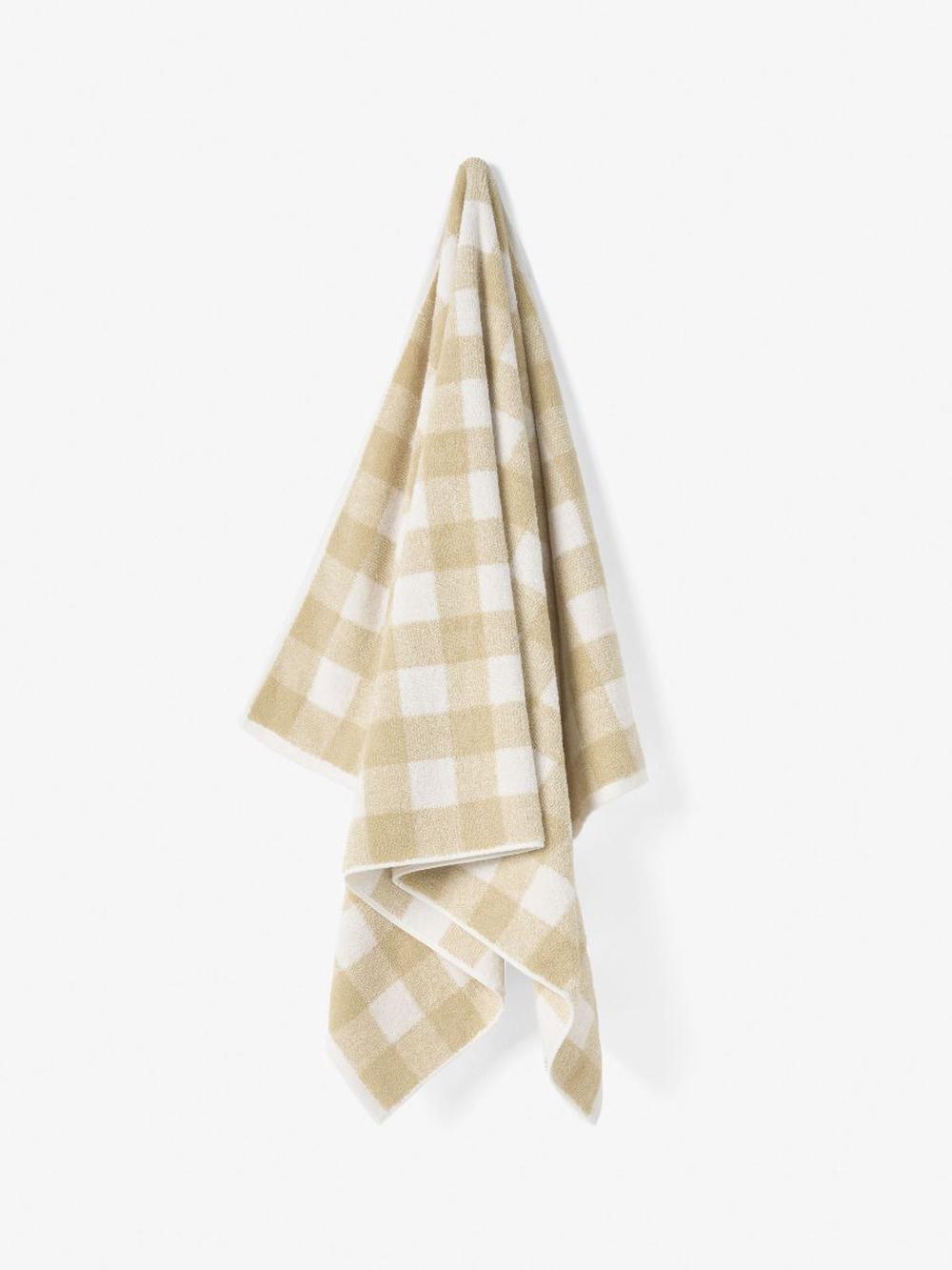 Linen House Flinders Check Bath Towel (Beige), 9317146458840