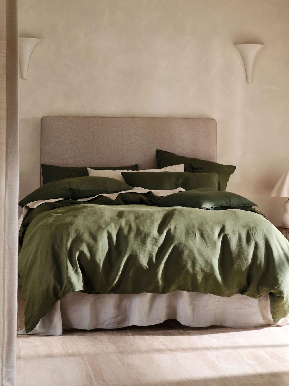 Linen House Nimes Moss Linen Quilt Cover Set - Double, 9317146522329