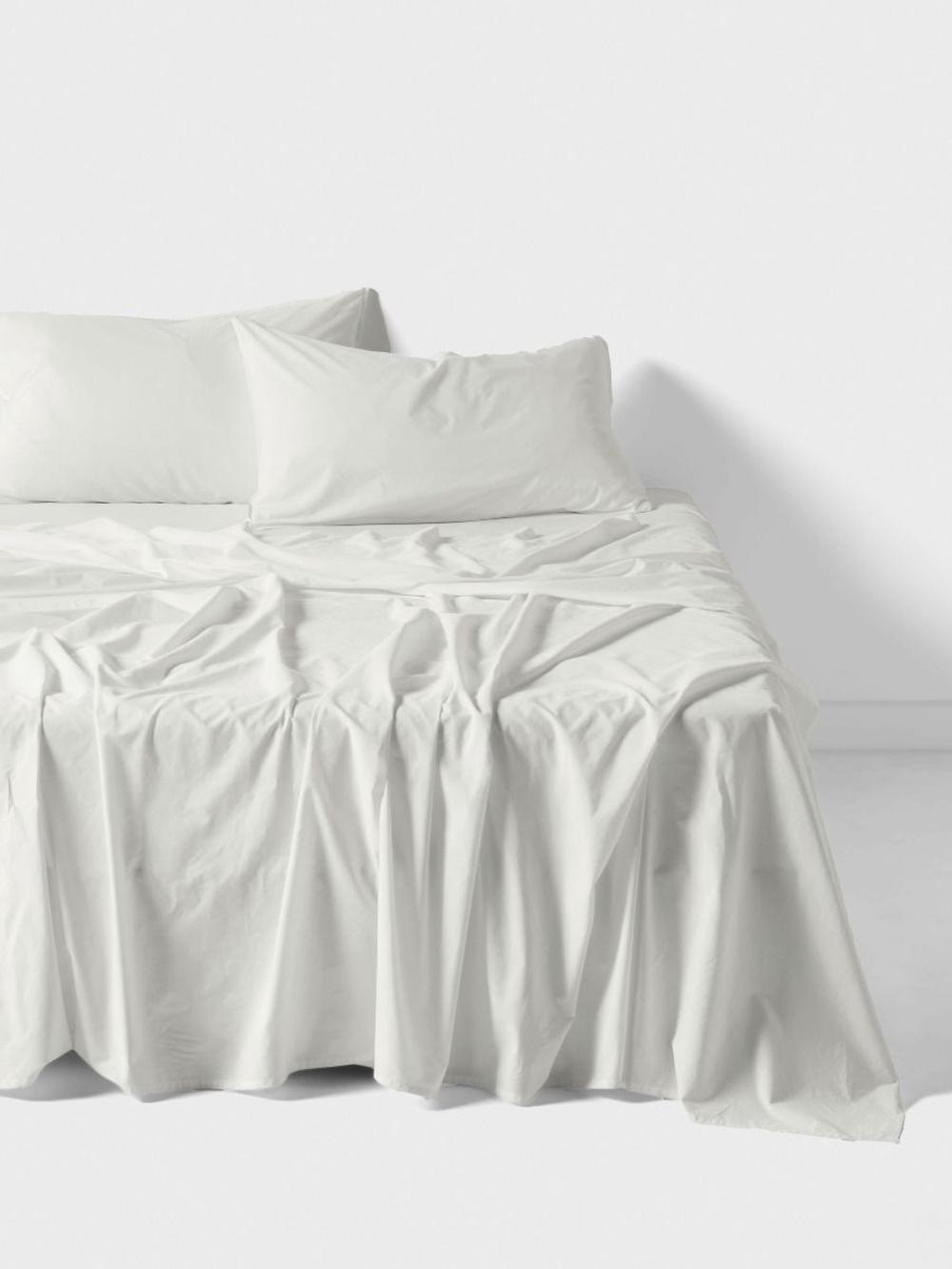 Linen House Terra Organic Cotton Sheet Set (Snow) - King Single, 9317146532489
