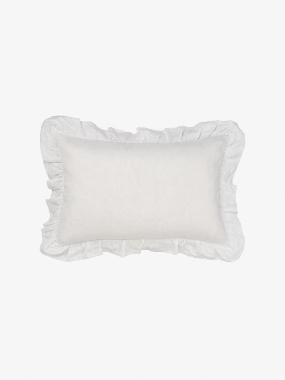 Linen House Nimes Ruffle Cushion (White) - 40x60cm, 9317146542556