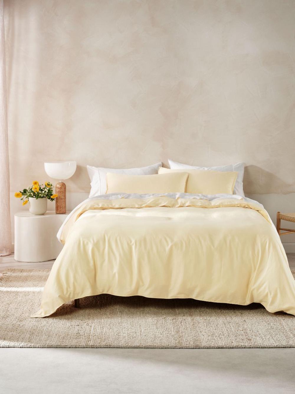 Linen House Surf Wash Quilt Cover Set (Butter) - Single, 9317146545755