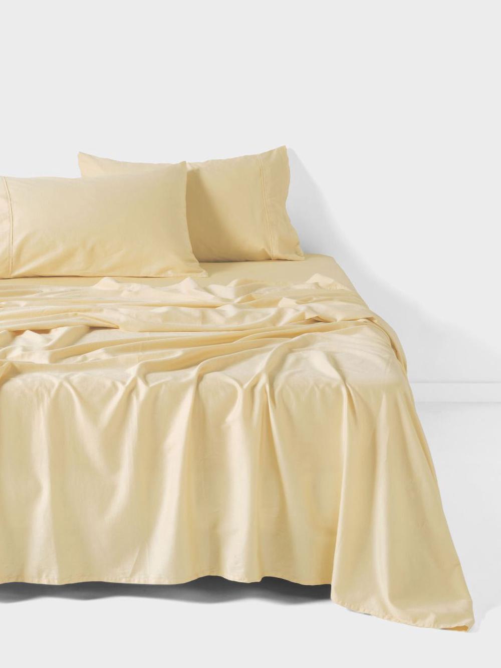 Linen House Surf Wash Sheet Set (Butter) - King, 9317146546295