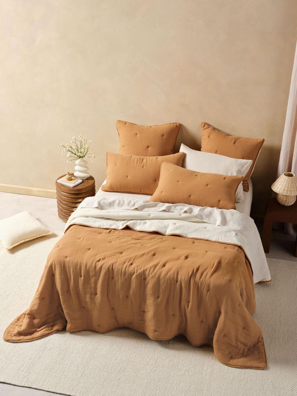 Linen House Somerset Coverlet (Cinnamon) - 260x240cm, 9317146549197