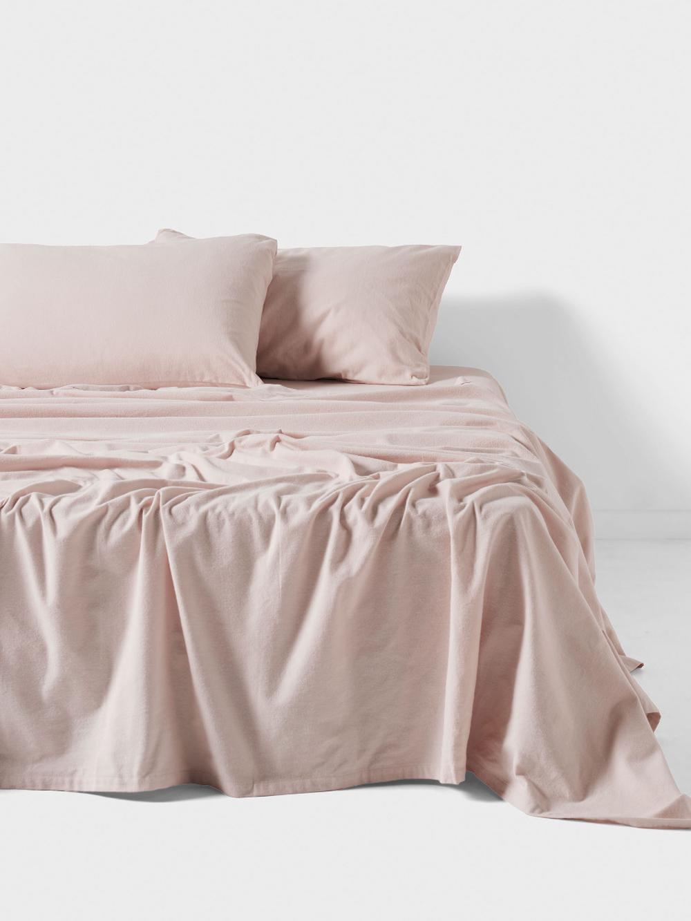 Flannelette Plain-Dyed Sheet Set (Rose), 9317146556072